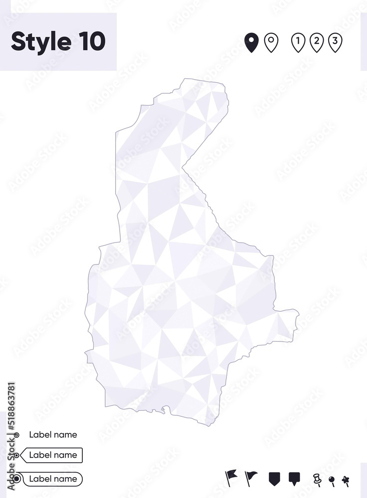 Sistan And Baluchestan, Iran - white and gray low poly map, polygonal map. Outline map. Vector illustration.