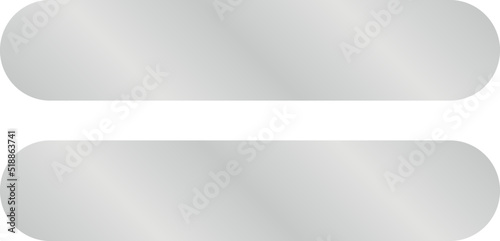 Symbol of equals or equality in metallic silver color.