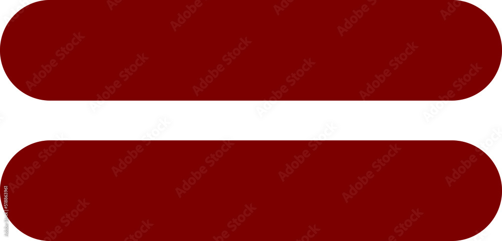 Symbol of equals or equality in dark red color Symbol of equals or equality in dark red color