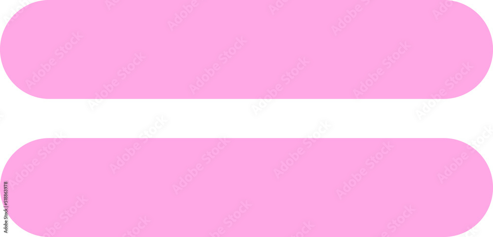 Symbol of equals or equality in bubblegum pink color Symbol of equals or equality in bubblegum pink color