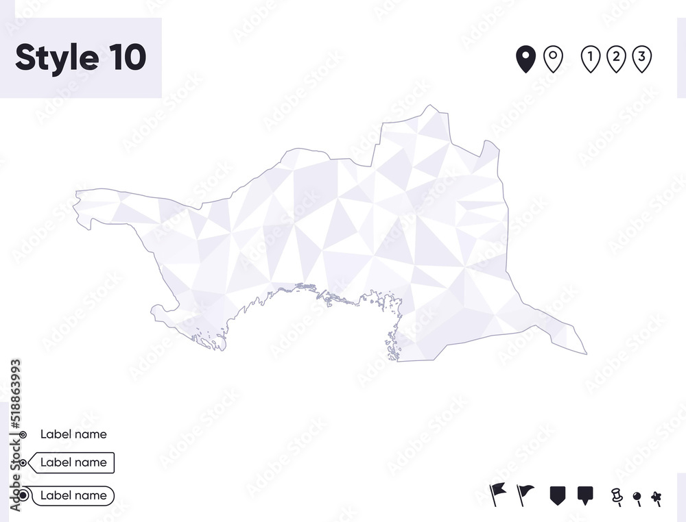 Atyrau, Kazakhstan - white and gray low poly map, polygonal map. Outline map. Vector illustration.