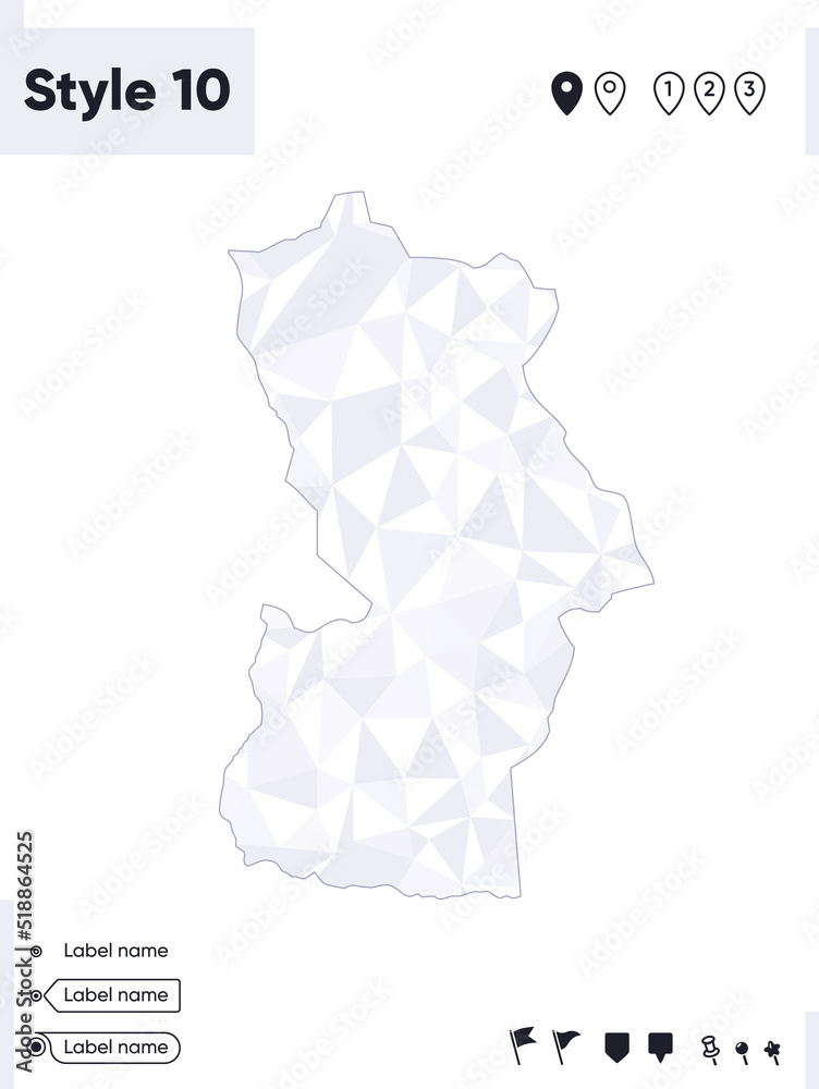 Khovd, Mongolia - white and gray low poly map, polygonal map. Outline map. Vector illustration. Khovd, Mongolia - white and gray low poly map, polygonal map. Outline map. Vector illustration.