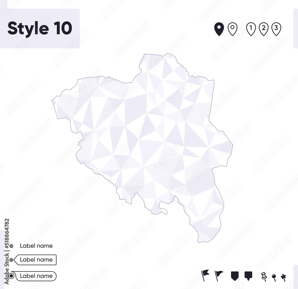 Innlandet, Norway - white and gray low poly map, polygonal map. Outline map. Vector illustration. Innlandet, Norway - white and gray low poly map, polygonal map. Outline map. Vector illustration.