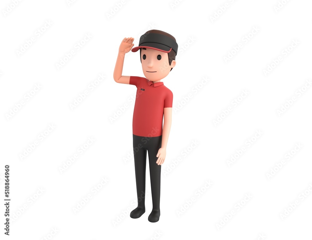 Fast Food Restaurant Worker character saluting in 3d rendering. Fast Food Restaurant Worker character saluting in 3d rendering.