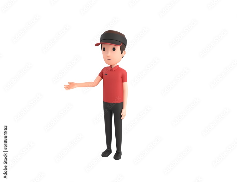 Fast Food Restaurant Worker character introducing in 3d rendering.