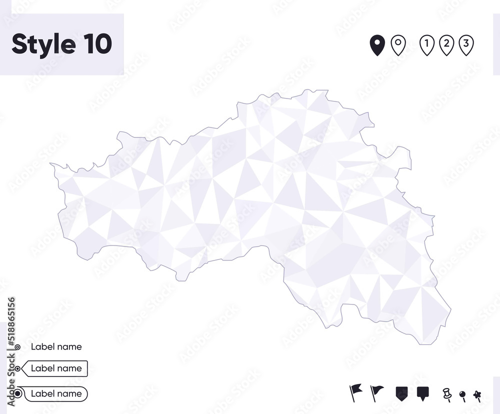 Belgorod Region, Russia - white and gray low poly map, polygonal map. Outline map. Vector illustration.