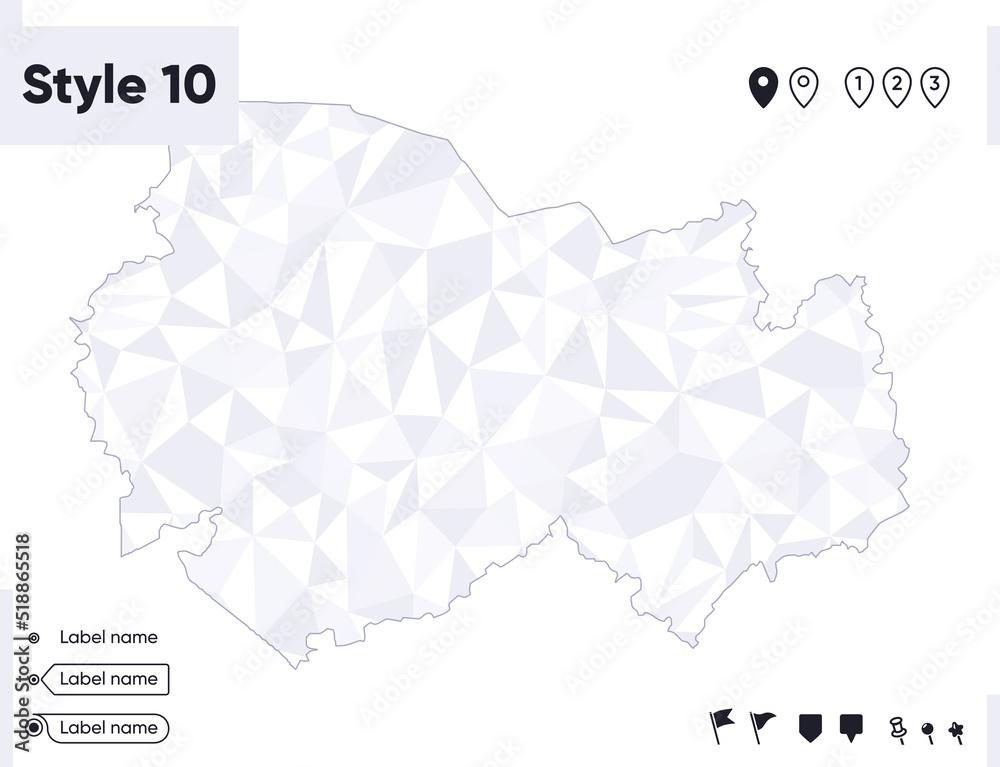Novosibirsk Region, Russia - white and gray low poly map, polygonal map. Outline map. Vector illustration.