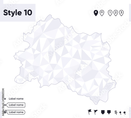 Orel Region, Russia - white and gray low poly map, polygonal map. Outline map. Vector illustration.