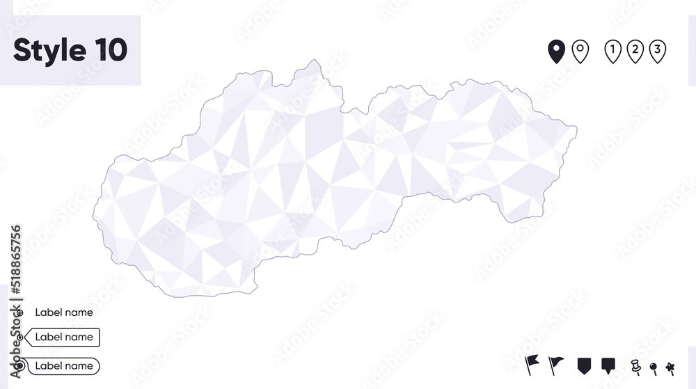 Slovakia - white and gray low poly map, polygonal map. Outline map. Vector illustration.