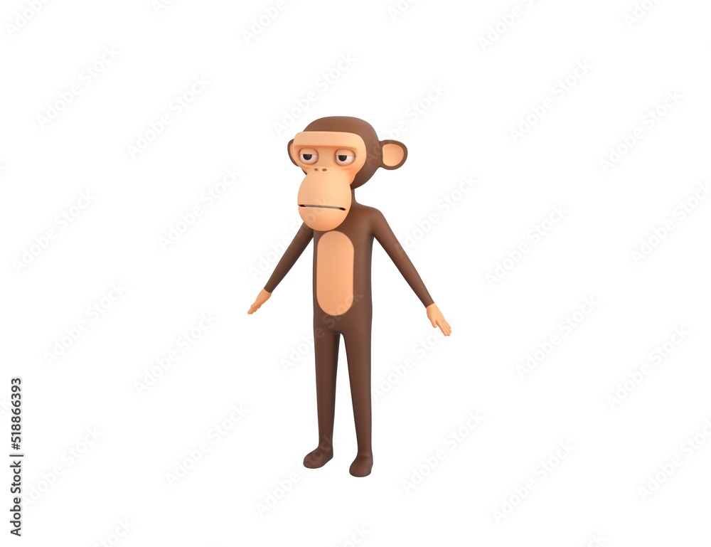 Monkey character standing in T-Pose in 3d rendering. Monkey character standing in T-Pose in 3d rendering.