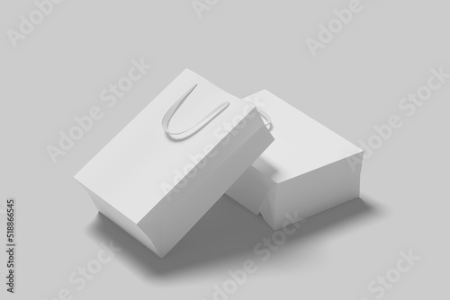 Realistic blank paperbag illustration for mockup. 3D Render.