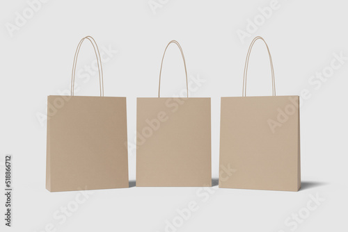 Realistic blank shopping bag illustration for mockup. 3D Render.