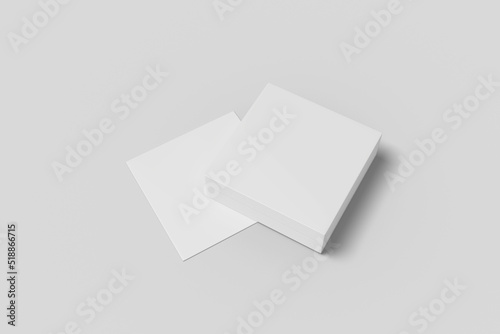 Realistic blank square card illustration for mockup. 3D Render.