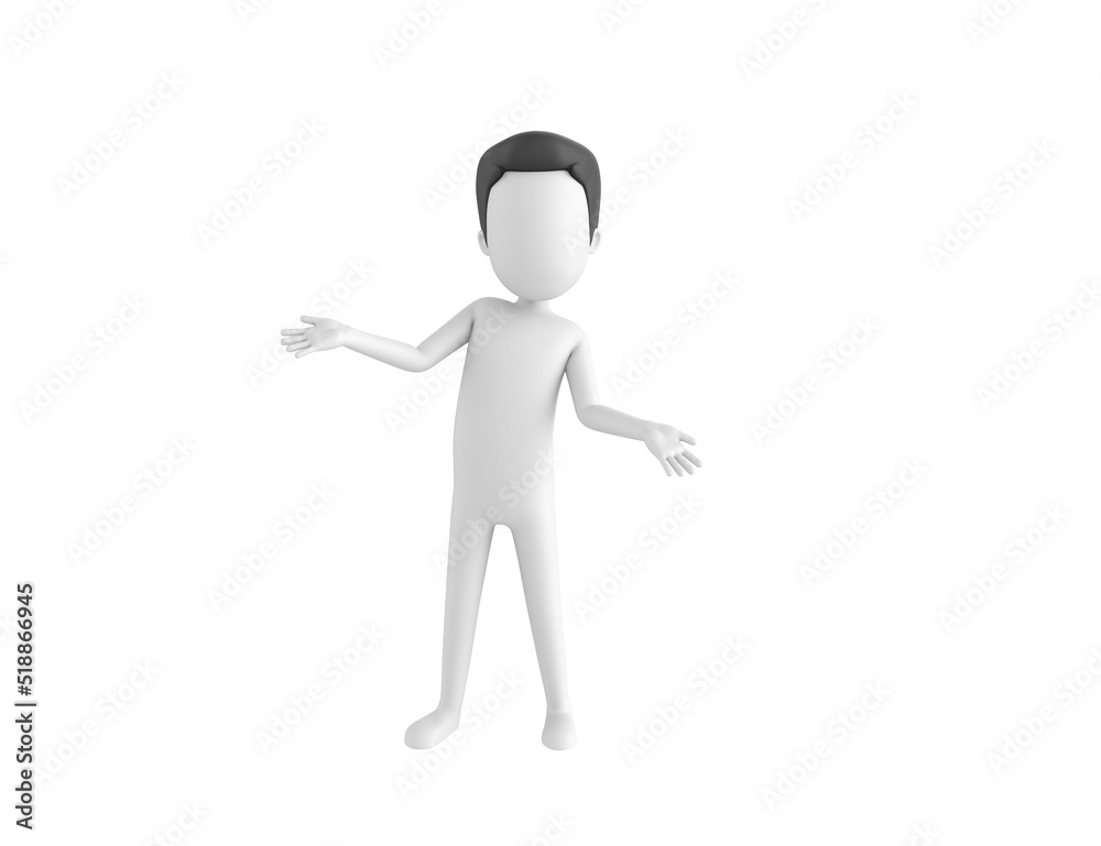 Stick Man with Hair character spreading his hands in 3d rendering. Stick Man with Hair character spreading his hands in 3d rendering.