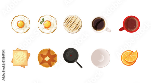 set of menu breakfast