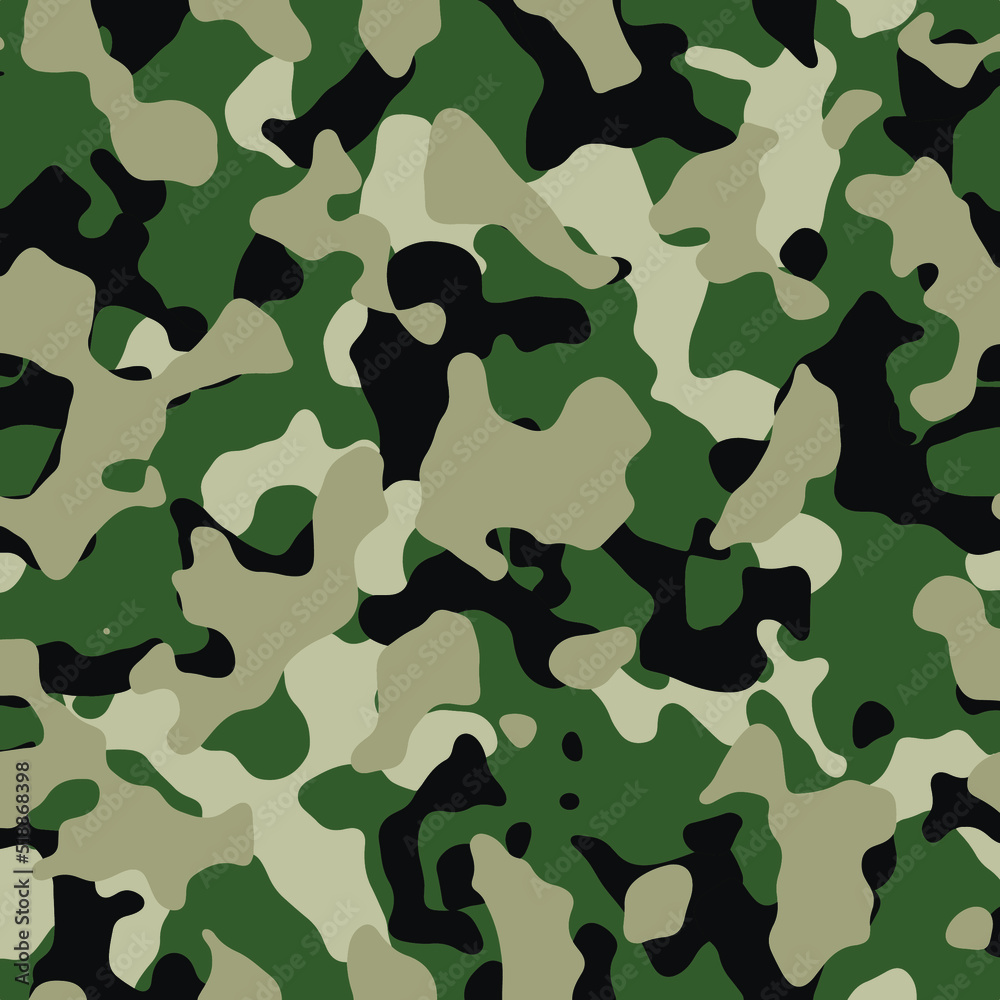 Naklejka premium Camouflage seamless pattern. Abstract military camo background for army and hunting textile print. Vector illustration.
