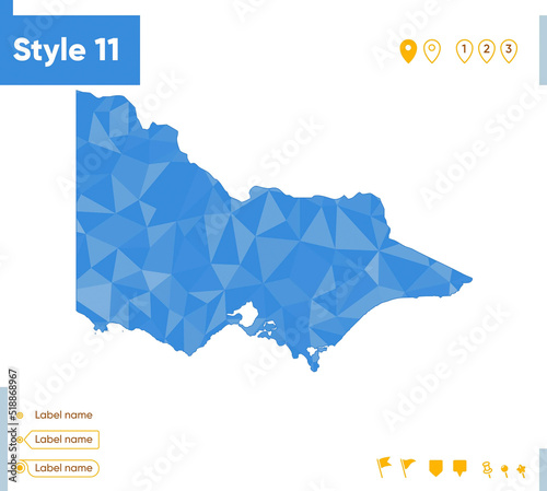 Victoria, Australia - blue low poly map, polygonal map. Outline map. Vector illustration.