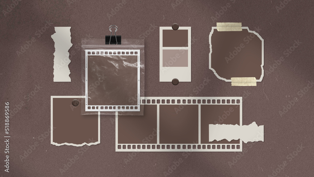 Realistic and simple photo frame set moodboard mockup Stock Photo ...
