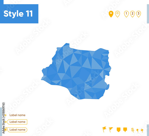Los Rios, Chile - blue low poly map, polygonal map. Outline map. Vector illustration.