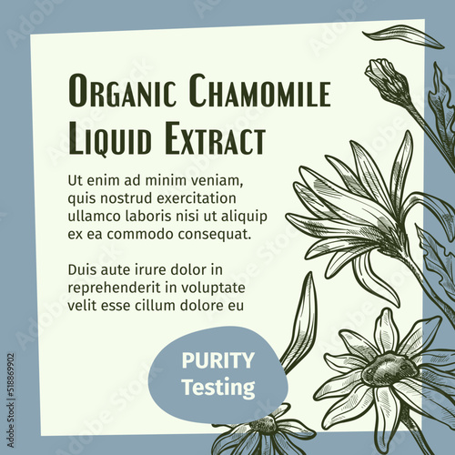 Organic chamomile liquid extract, purity testing
