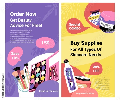 Buy supplies for all skin types, cosmetics ads