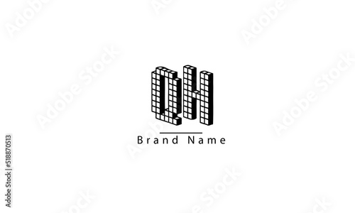 QH HQ Q H abstract vector logo monogram template