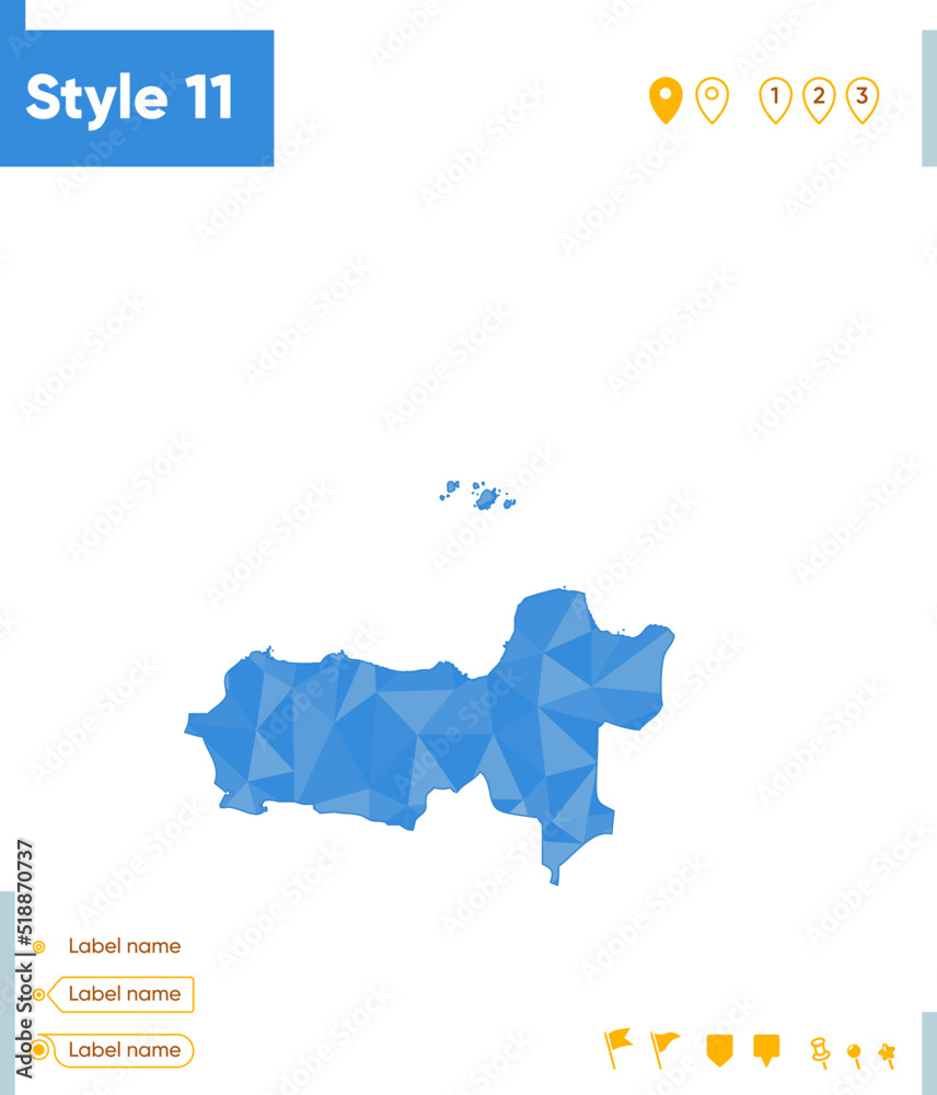 Central Java, Indonesia - blue low poly map, polygonal map. Outline map. Vector illustration. Central Java, Indonesia - blue low poly map, polygonal map. Outline map. Vector illustration.