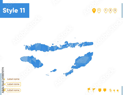 East Nusa Tenggara, Indonesia - blue low poly map, polygonal map. Outline map. Vector illustration. photo