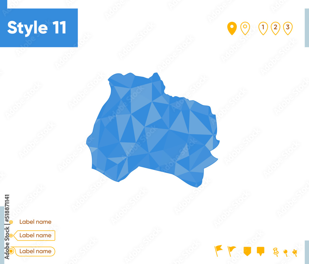 North Khorasan, Iran - blue low poly map, polygonal map. Outline map. Vector illustration.