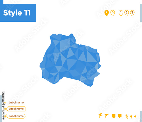 North Khorasan, Iran - blue low poly map, polygonal map. Outline map. Vector illustration.