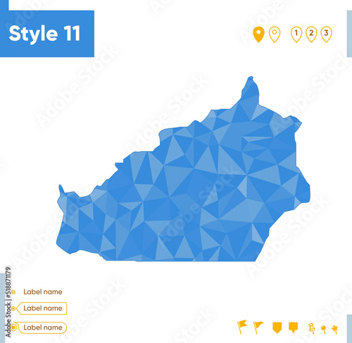 Semnan, Iran - blue low poly map, polygonal map. Outline map. Vector illustration.
