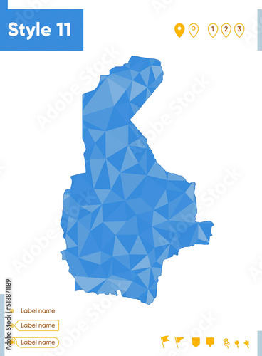 Sistan And Baluchestan, Iran - blue low poly map, polygonal map. Outline map. Vector illustration. photo