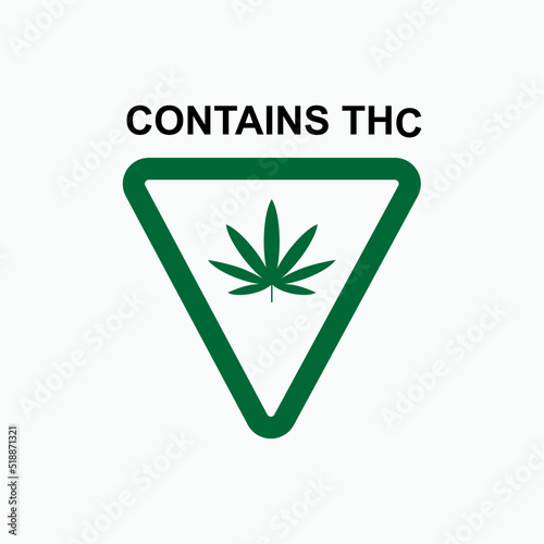 Contains THC Warning. Information Product Illustration As A Simple Vector Sign & Trendy Symbol for Design and  Medical Websites, Presentation or Application.  