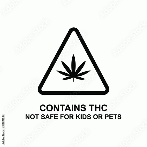 Contains THC Warning. Information Product Illustration As A Simple Vector Sign & Trendy Symbol for Design and  Medical Websites, Presentation or Application.  