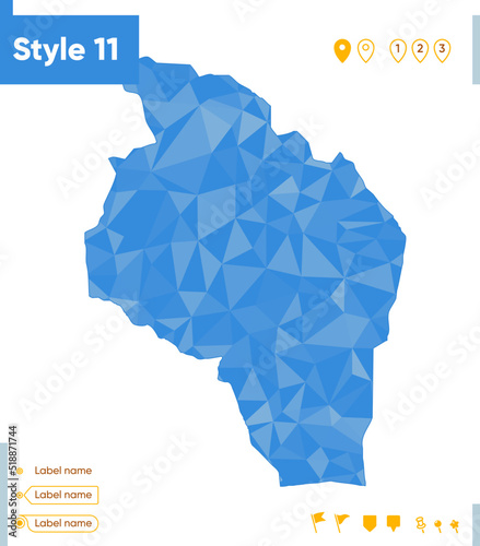Govi Altai, Mongolia - blue low poly map, polygonal map. Outline map. Vector illustration.