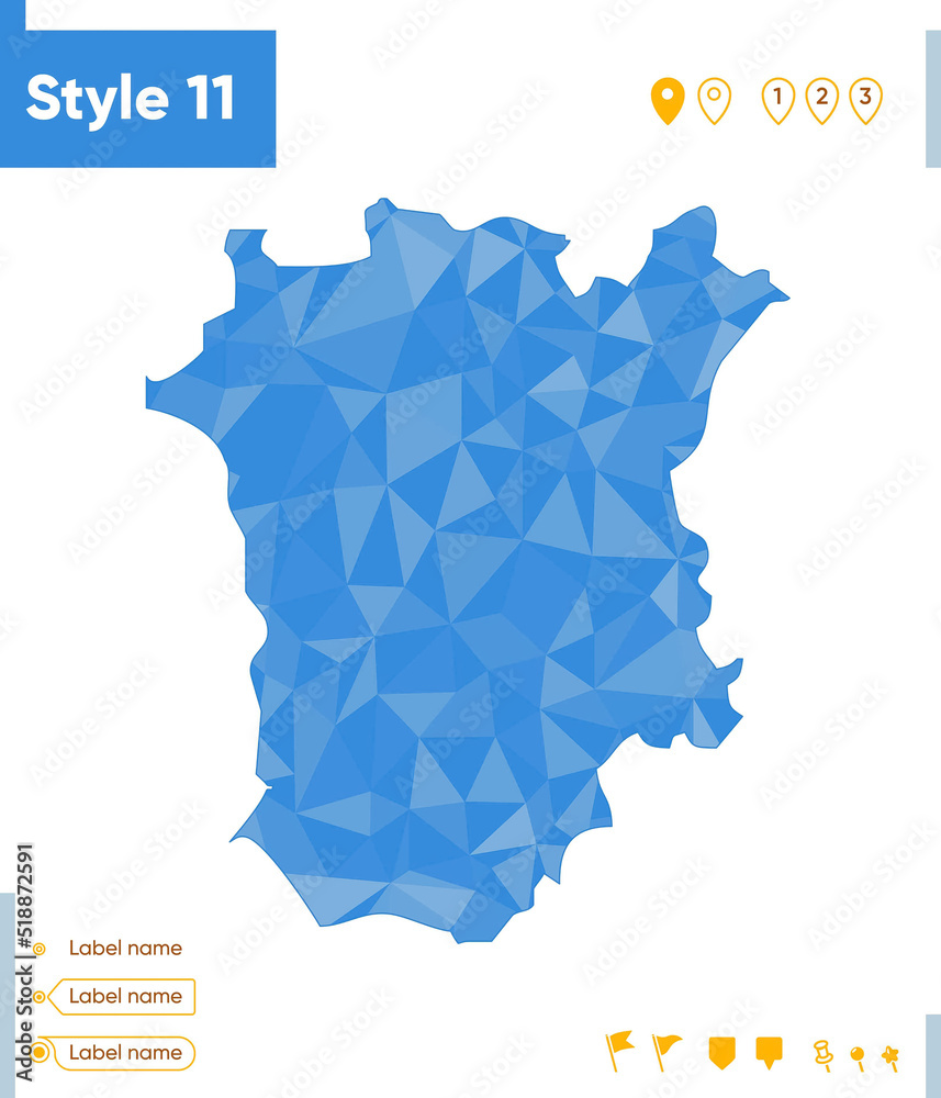 Chechen Republic, Russia - blue low poly map, polygonal map. Outline map. Vector illustration.