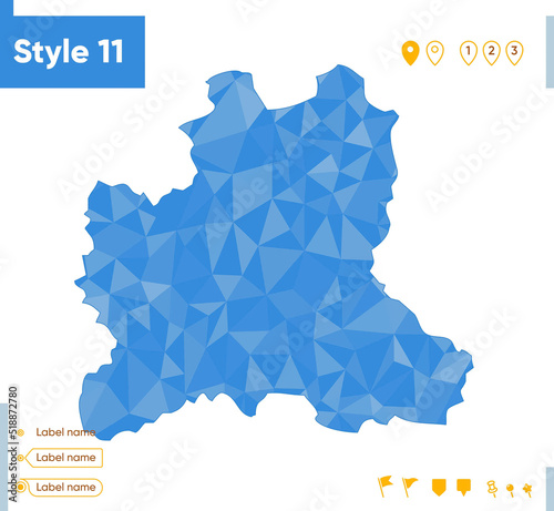Lipetsk Region, Russia - blue low poly map, polygonal map. Outline map. Vector illustration.