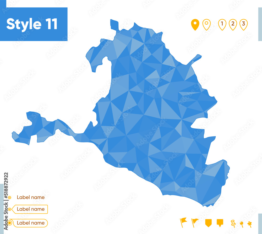 Republic Of Kalmykia, Russia - blue low poly map, polygonal map. Outline map. Vector illustration.