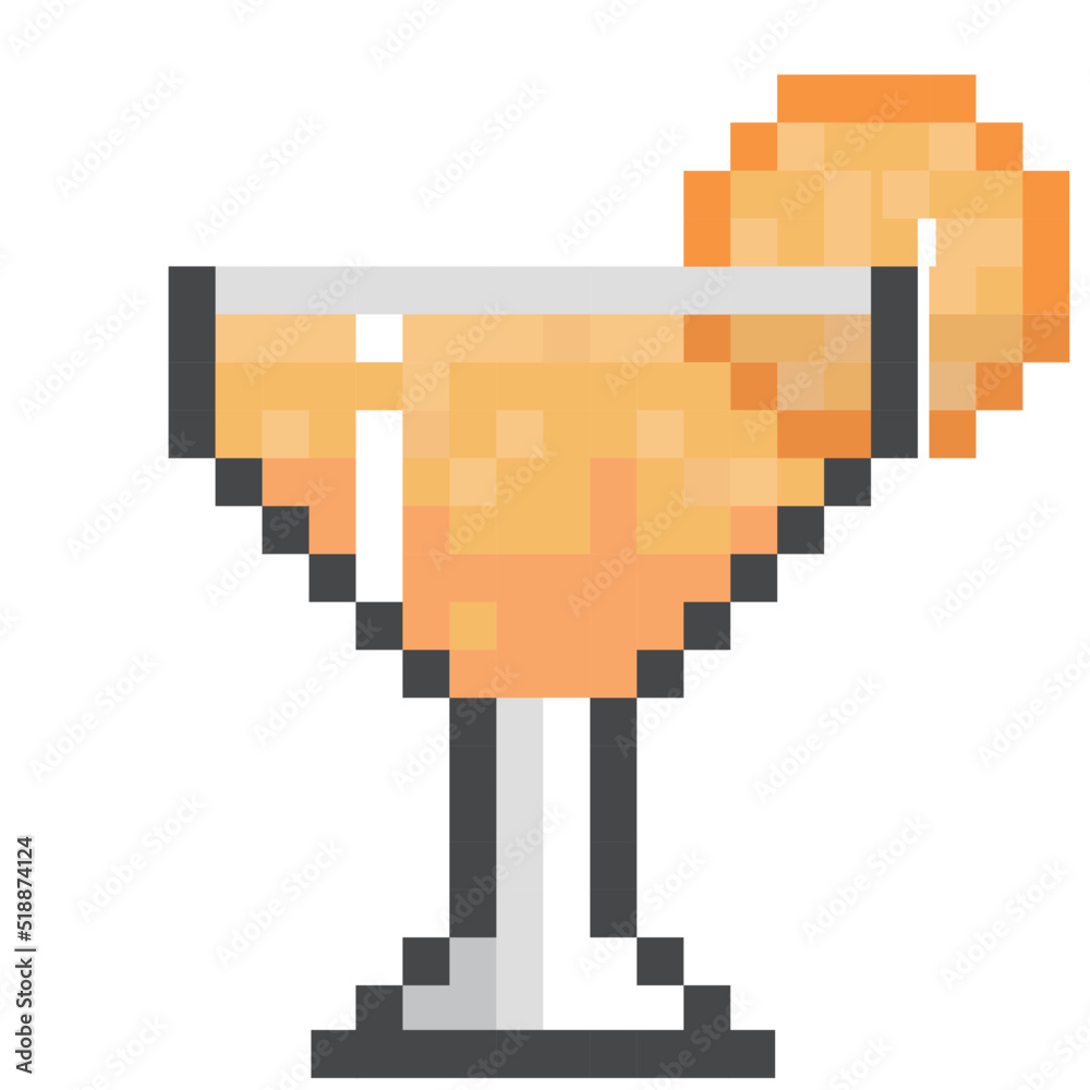 Obraz premium ドット絵 柑橘系カクテル