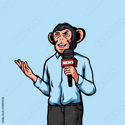 Ape Journalist Illustration