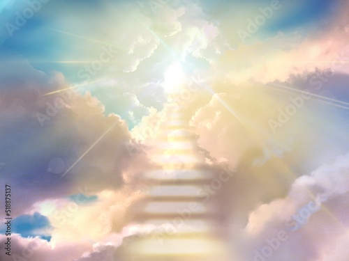 Valokuvatapetti Illustration of the mysterious gate leading to  the heaven and the divine light