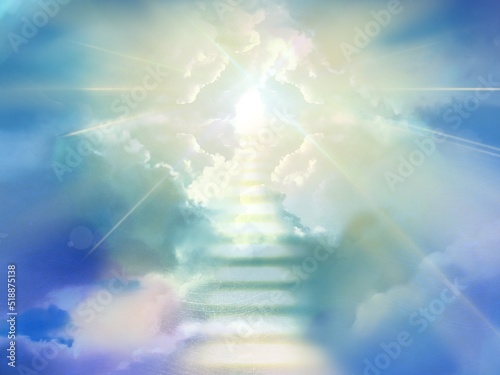 Fototapete Illustration of the mysterious gate leading to  the heaven and the divine light