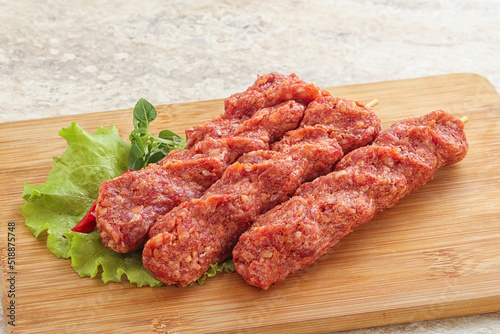 Raw beef kebab minced meat