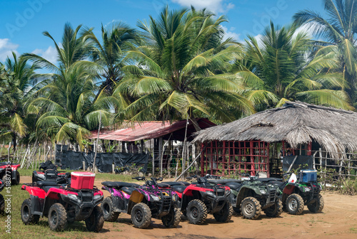 Quad bikes parked outside