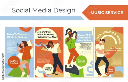 Music service advertising at social media set