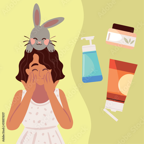 cruelty free, woman and rabbit