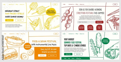 Web banner set for street food festival promo