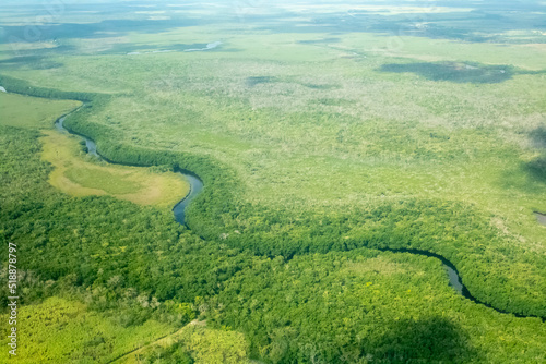 Aerial view from Belize and beauty nature green and rivers