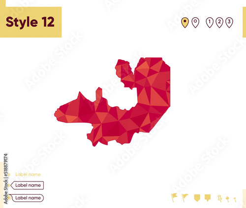 Salta, Argentina - red low poly map, polygonal map. Outline map. Vector illustration.