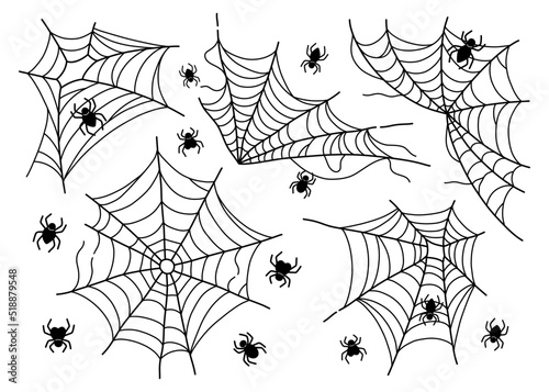 Spider web set isolated on white vector